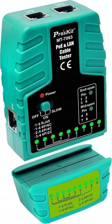 Proskit PoE ir LAN tinklų kabelių testeris, RJ11/RJ12/RJ45, Pros'sKIt