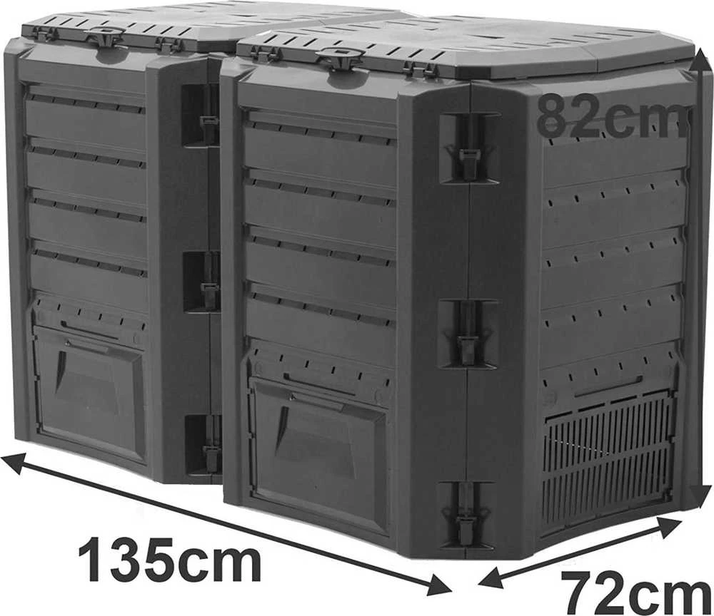 Prosperplast Compogreen Dviejų dalių komposto dėžė, 800 L, juodos spalvos