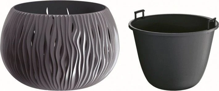 Gėlių vazonas Prosperplast Sandy Bowl DSK290, plastikinis, pilkos spalvos.