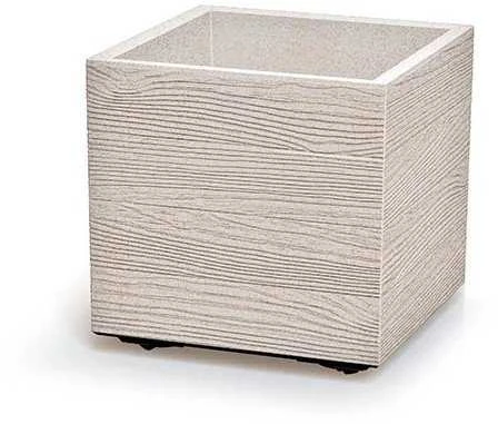 Sodo vazonas 38,5 x 38,5 x 37 cm Madera Square ECO Wood baltas PROSPERPLAST