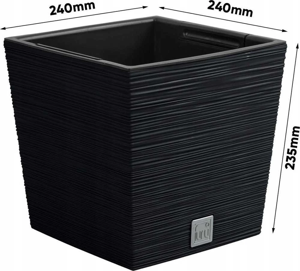 Prosperplast Vazonas FURU SQUARE LOW su įdėklu 10/7,5 L 240x240x235 mm antracito sp. Prosperp
