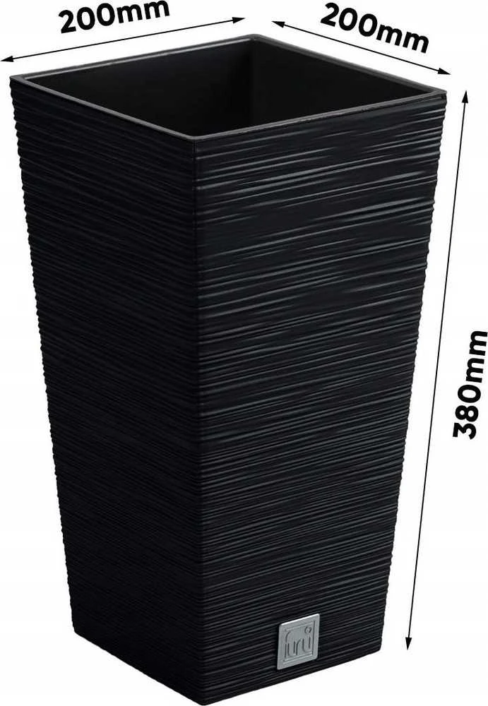 Prosperplast Vazonas FURU SQUARE LOW su įdėklu 11,4/5 L 200x200x380 mm antracito sp. Prosperp