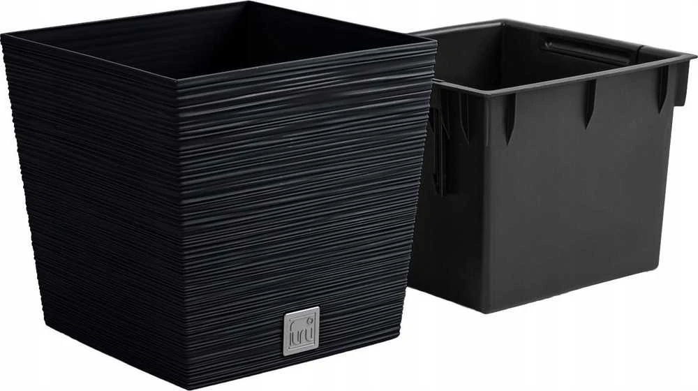 Prosperplast Vazonas FURU SQUARE LOW su įdėklu 10/7,5 L 240x240x235 mm antracito sp. Prosperp