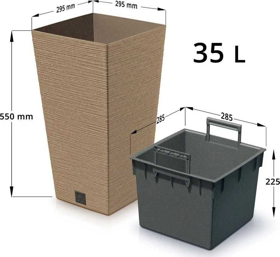 Prosperplast Vazonas FURU SQUARE ECO WOOD - NATURO FSC MIX