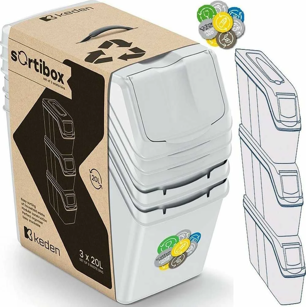 Prosperplast 20 l šiukšliadėžės rinkinys, 3 vnt.