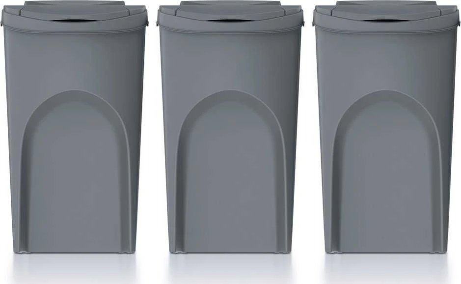 Prosperplast Sortibox rūšiavimo šiukšliadėžė 3 x 35 l, pilka (IKWB35S3-405U)
