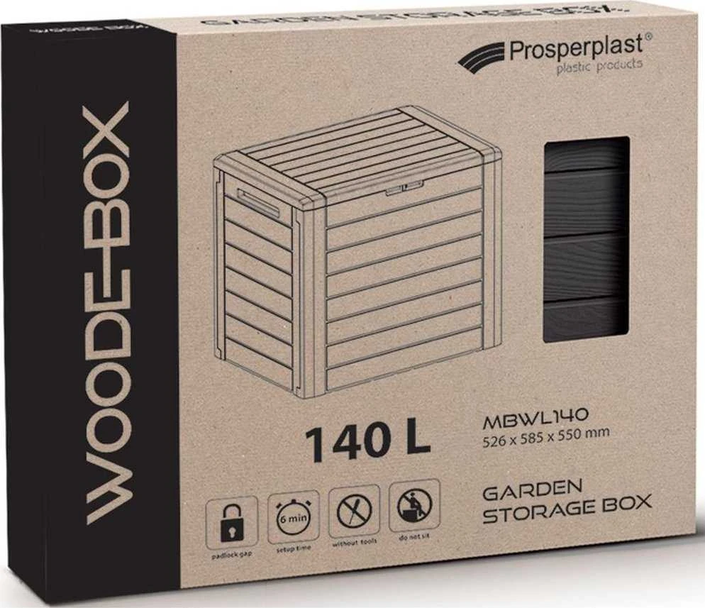 Prosperplast WoodeBox sodo dėžė 140 l Ruda
