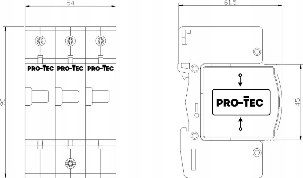 Protec Varistor viršįtampio ribotuvai, skirti PV sistemoms, tipas 2-BY1-C/3 FW10 3224030 Protec