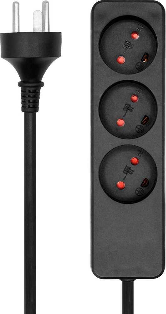 ProXtend Danish Power Strip 3-way 3 gniazda 10 m juoda (K3-KIT10B)
