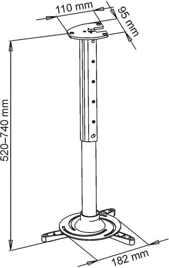 ART RAMP P-102S ART laikiklis P-102 40-62cm iki projektoriaus sidabrinis 15KG sidabrinė