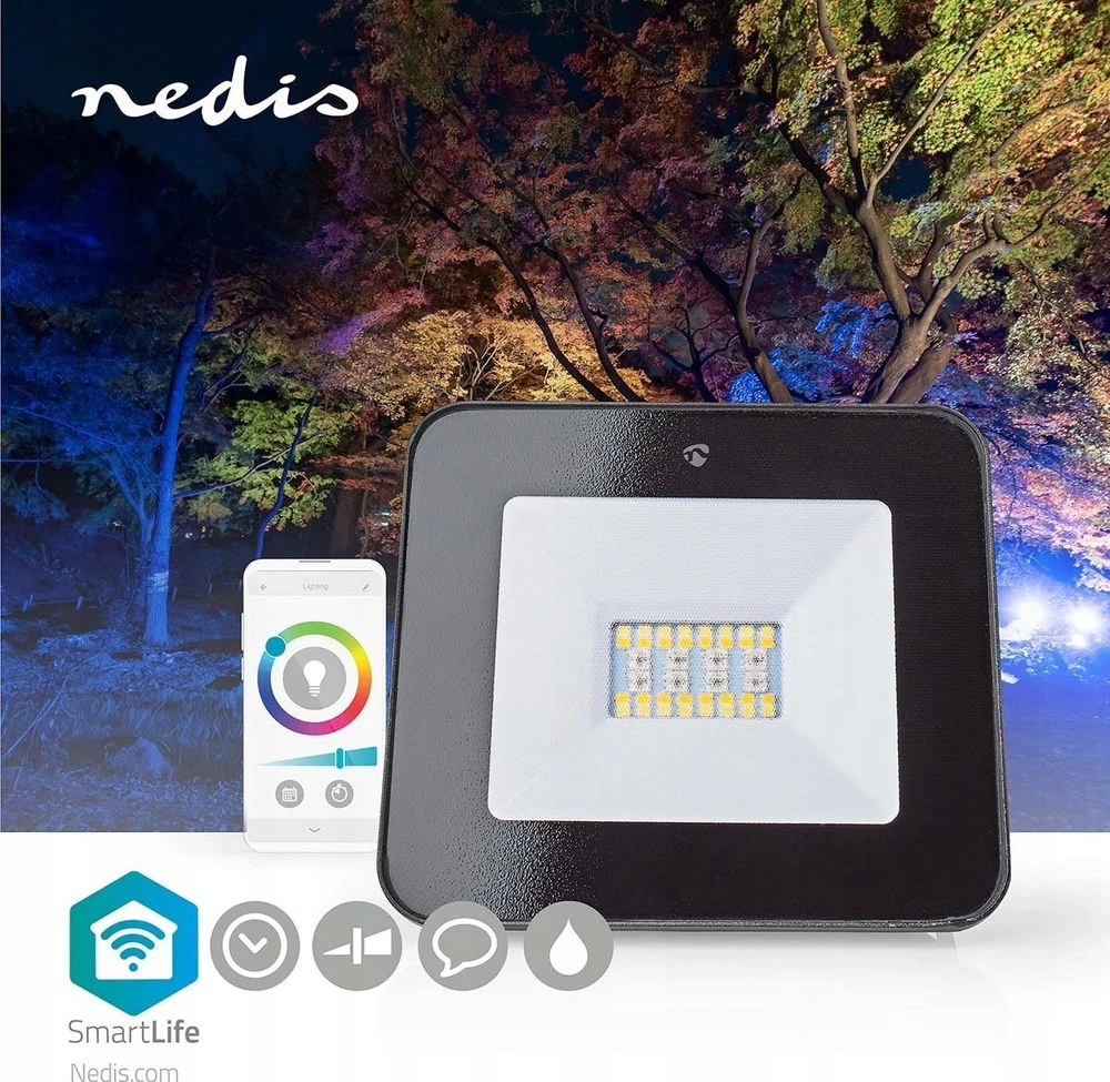 Prožektorius Nedis WIFILOFC20FBK reflektorius 20 W LED juodas A