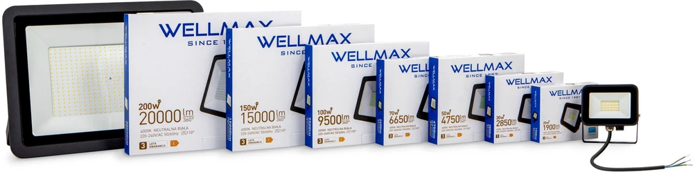 Prožektorius Wellmax LED prožektorius 30W 95lm/W 2850lm IP65 Neutrali 4000K SAMSUNG / GOL1FLN030