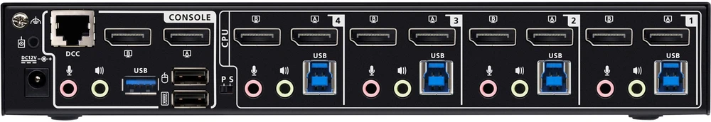 Aten KVMP perjungiklis 4 USB 3.0 prievadai 8K DP dvigubas ekranas