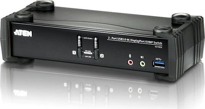 Aten CS1922 2 prievadų USB 3.0 4K DisplayPort KVMP jungiklis | Aten | 2 prievadų USB 3.0 4K DisplayPort KVMP™ jungiklis (Kabeliai pridedami) | CS1922