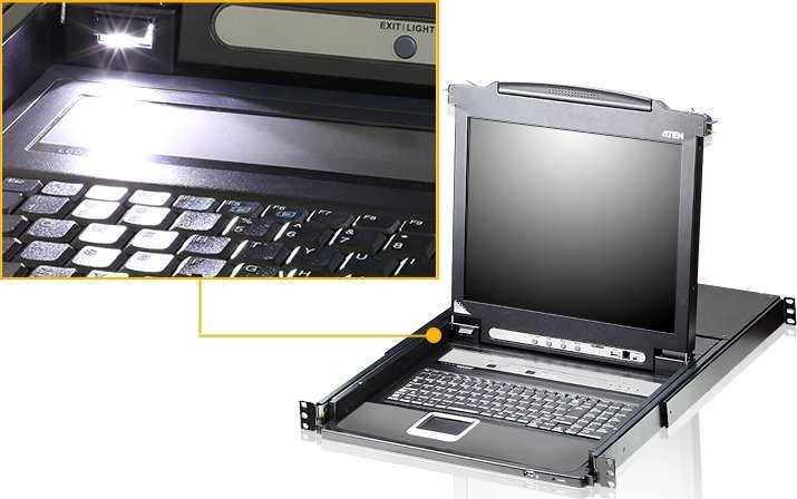 ATEN CL5708N-ATA-AG ATEN KVM 8 prievadų LCD 19 + baidarių lenta + jutiklinė plokštė USB-PS/2
