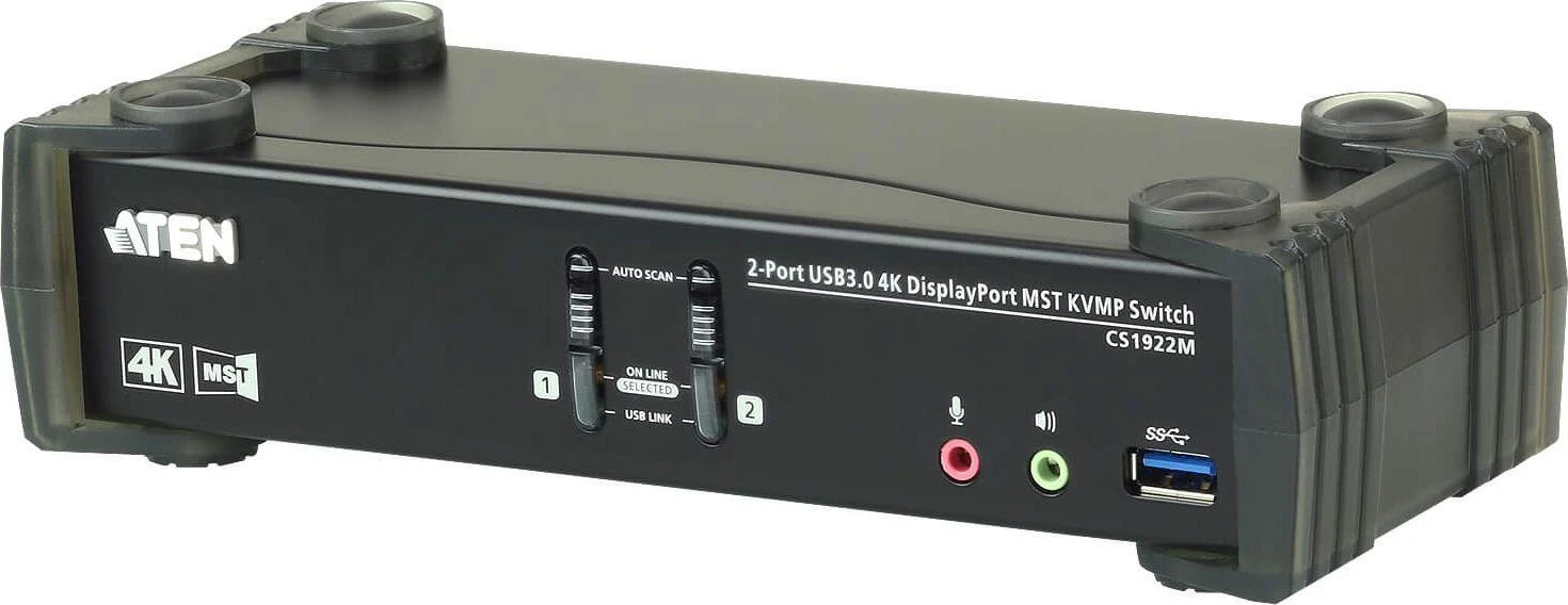 ATEN CS1922M 2 prievadų USB3.0 4K DisplayPort KVMP jungiklis su įmontuotu MST šakotuvu