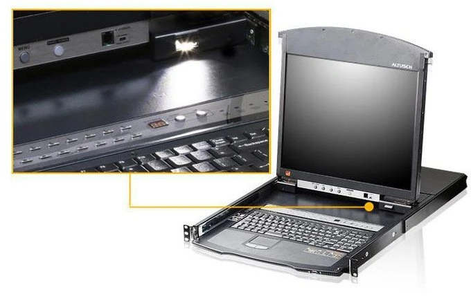 Jungiklis Aten KVM over IP jungiklis ATEN KL1508AiN, 8 prievadai, 48 cm LCD, VGA, PS/2-USB, US išdėstymas