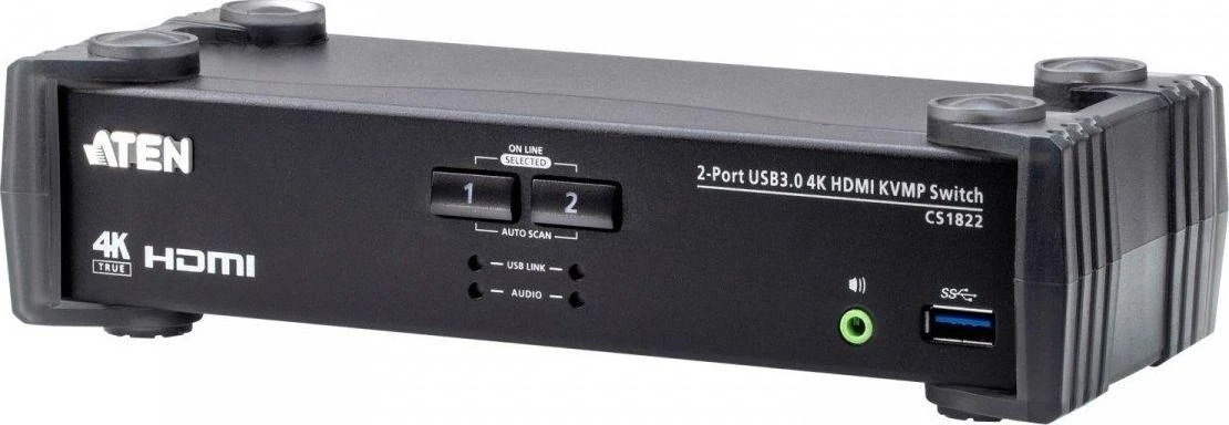 Aten | 2 prievadų USB 3.0 4K HDMI KVMP komutatorius su garso maišytuvo režimu | CS1822