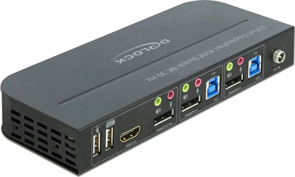 Delock DisplayPort 1.4 KVM Switch 8K 30 Hz su USB 3.0 ir garsu