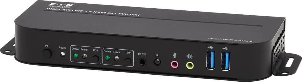 Przełącznik Eaton Eaton Tripp Lite series DisplayPort USB KVM Switch 2-Port 4K 60Hz HDR DP 1.4 USB Cables - KVM-/Audio-/USB-Switch - 2 x KVM/Audio/USB - 1 lokaler Benutzer - Desktop
