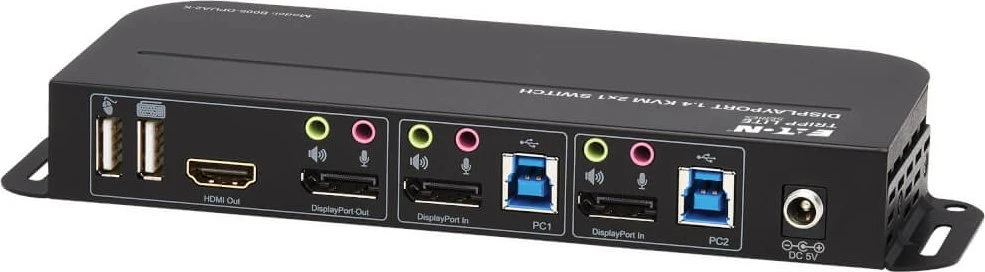Przełącznik Eaton Eaton Tripp Lite series DisplayPort USB KVM Switch 2-Port 4K 60Hz HDR DP 1.4 USB Cables - KVM-/Audio-/USB-Switch - 2 x KVM/Audio/USB - 1 lokaler Benutzer - Desktop
