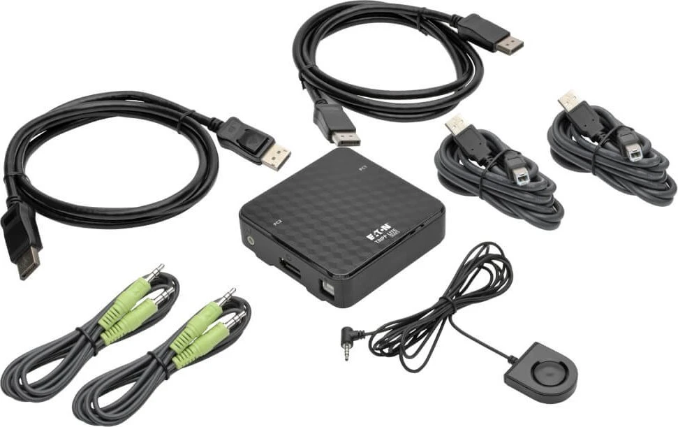 „Eaton Tripp Lite“ serijos 2 prievadų „DisplayPort 1.2“ KVM komutatorius, bendrinamas per USB, 4K x2K, 3840 x 2160 – KVM / garso / USB komutatorius – 2 x KVM / garso / USB – 1 vietinis vartotojas – darbalaukio versija