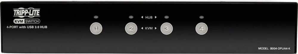 Przełącznik Eaton Tripp Lite series 4-Port DisplayPort KVM Switch w/Audio, Cables and USB 3.0 SuperSpeed Hub - KVM-/Audio-/USB-Switch - 4 x KVM/Audio/USB - 1 lokalny użytkownik - Desktop