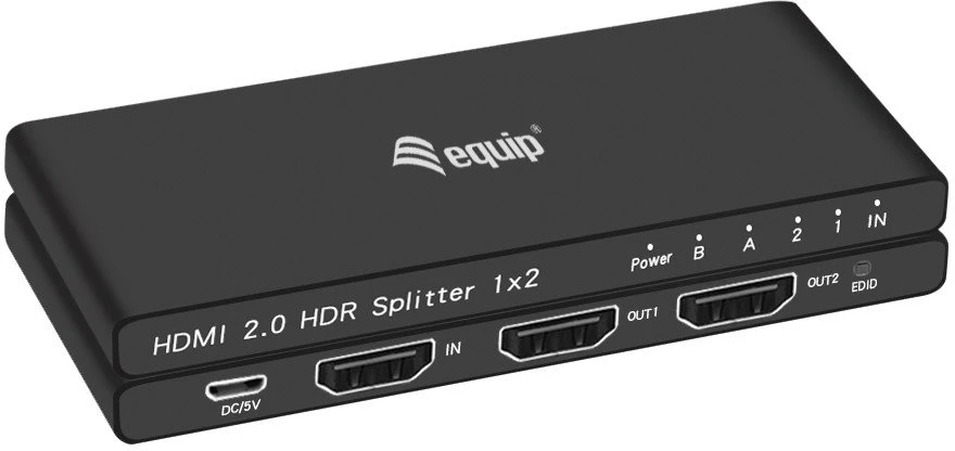 Equip HDMI 2.0 1x2 skirstytuvas su šoninėmis jungtimis