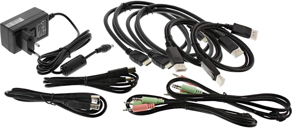 Przełącznik InLine® Desktop KVM Switch, 2-port, Dual Monitorius, Displayport 1.2 + HDMI 2.0, 4K, USB 3.0, Audio