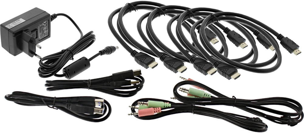 „InLine® KVM“ darbalaukio komutatorius, 2 prievadų, dviejų monitorių, HDMI 2.0, 4K, USB 3.0, garsas
