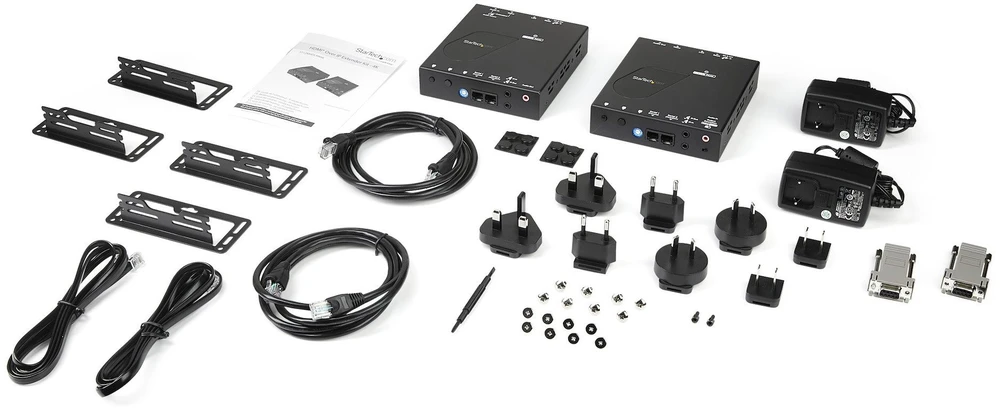 „StarTech.com“ HDMI per IP ilgintuvo rinkinys – vaizdo per IP ilgintuvas su vaizdo sienos palaikymu – HDMI ilgintuvas / prailgintuvas – 4K – vaizdo, garso, infraraudonųjų spindulių ir nuosekliojo ryšio prailgintuvas – 1 GbE – iki 100 m – P/N: ST12MHDLAN4R, VIDWALLMNT