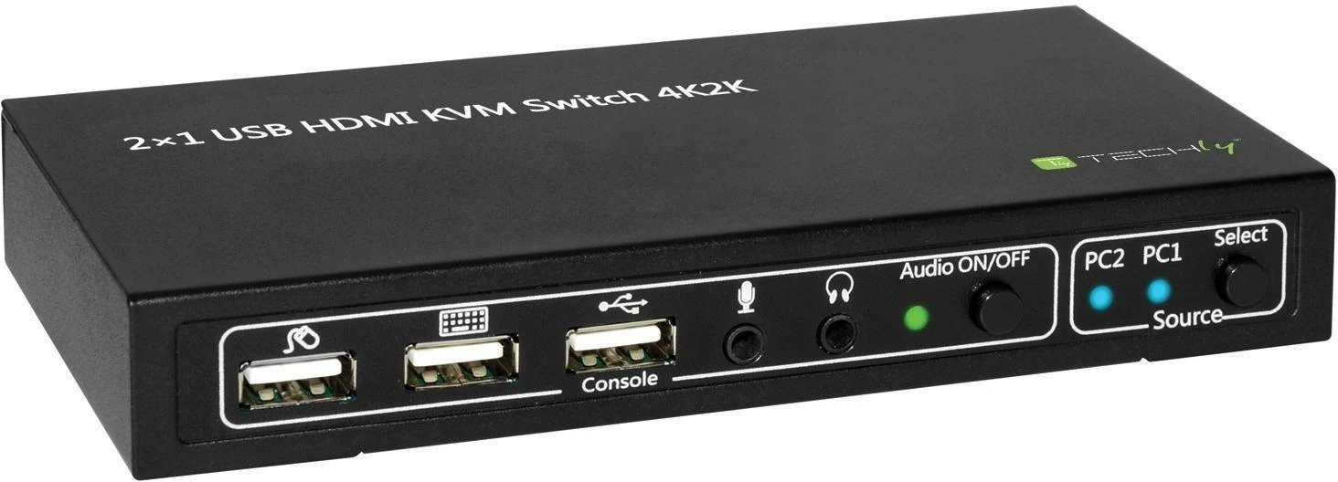 TECHLY 028696 Techly 2 prievadų HDMI/USB KVM jungiklis 2x1 su garsu