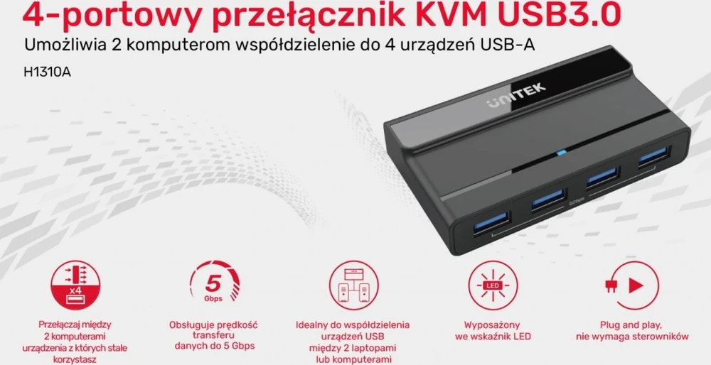 KVM Jungiklis - Unitek H1310A