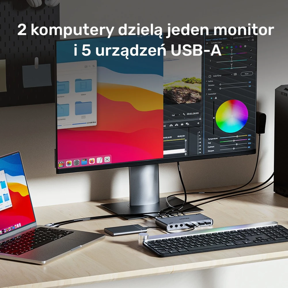 Unitek 10Gbps USB-C KVM komutatorius su HDMI ir failų perdavimu tarp sistemų