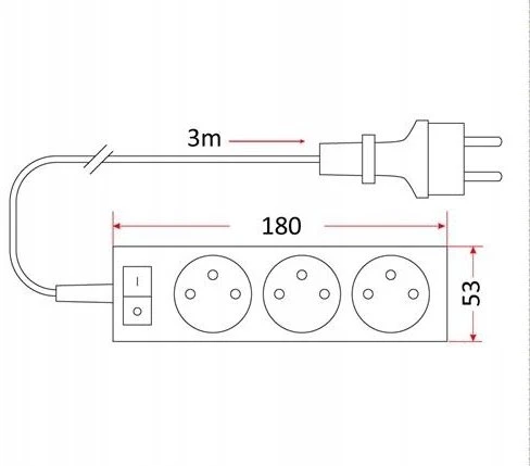 Rum-Lux Ilgintuvas PM/3-3-3M+W 3x1,5 Baltas Rum-Lux