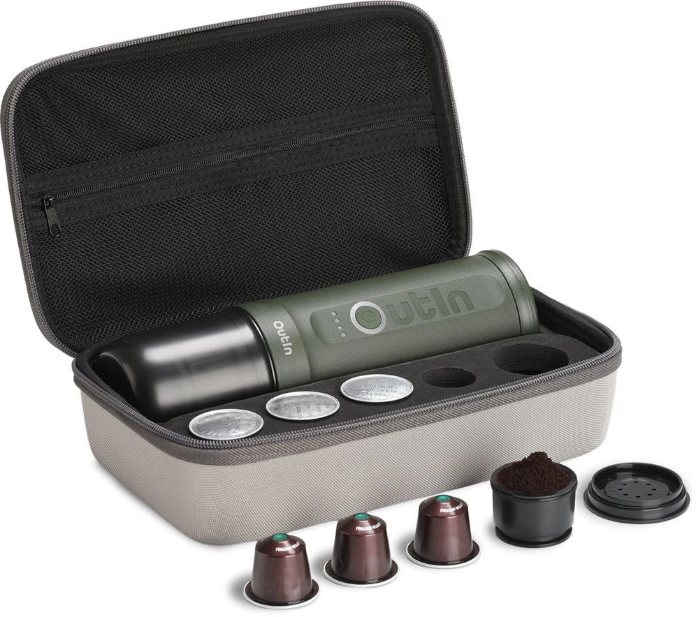 Outin Nano 7500 mAh nešiojamasis kavos virimo aparatas (žalias) + apsauginis dėklas