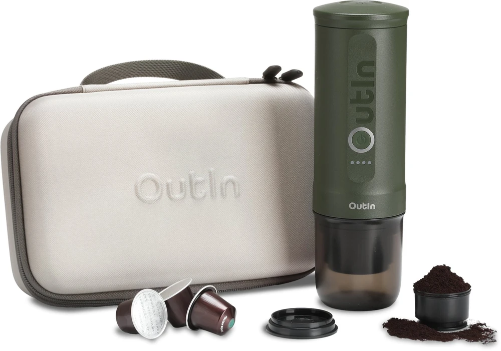 Outin Nano 7500 mAh nešiojamasis kavos virimo aparatas (žalias) + apsauginis dėklas