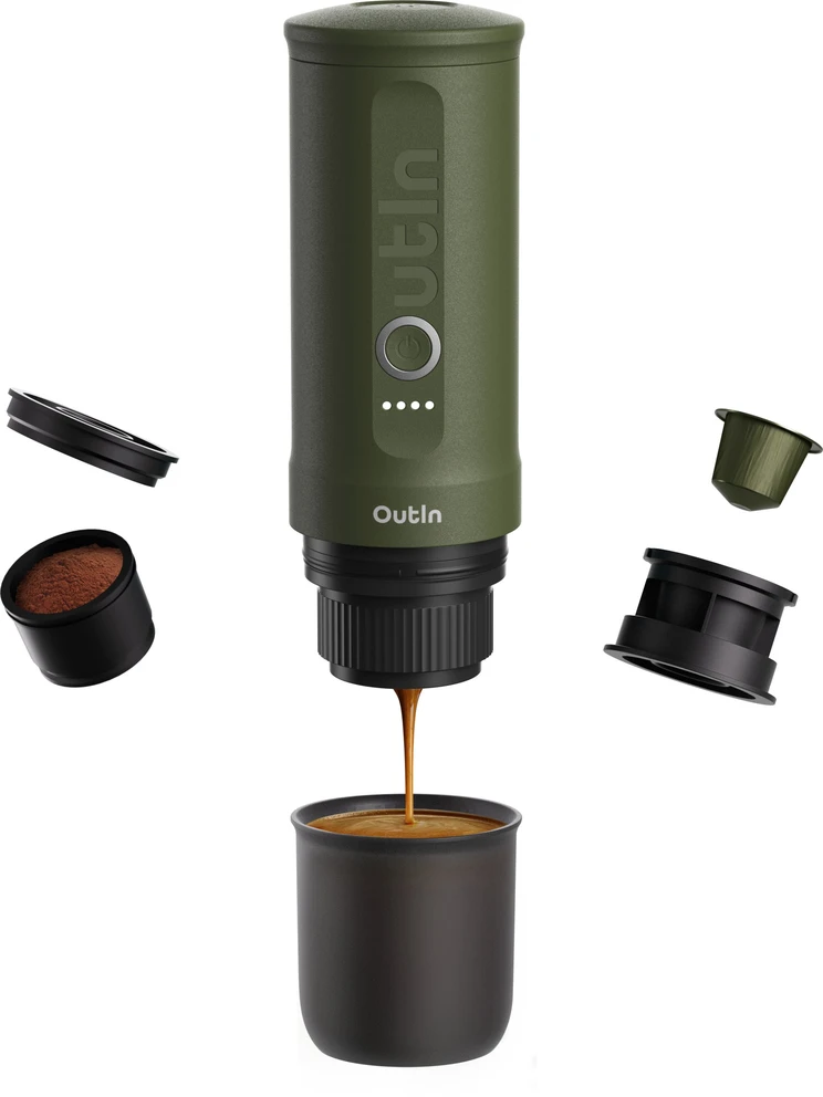 Outin Nano 7500 mAh nešiojamasis kavos virimo aparatas (žalias) + apsauginis dėklas