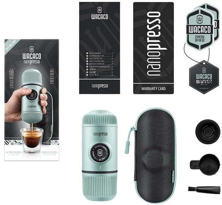 Rankinis maltos kavos aparatas su dėklu Wacaco Nanopresso, Mėlynas