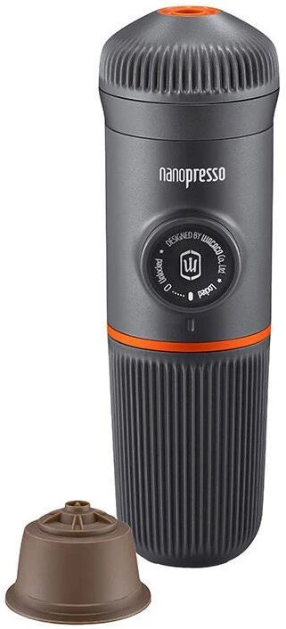 Rankinis maltos kavos aparatas su dėklu ir adapteriu Wacaco Nanopresso, Pilkas