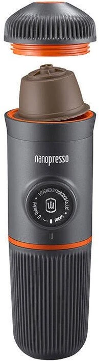 Rankinis maltos kavos aparatas su dėklu ir adapteriu Wacaco Nanopresso, Pilkas