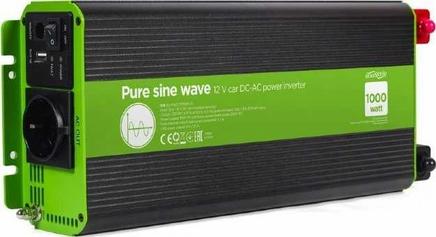 Gembird ENERGENIE 12 V grynos sinusinės bangos automobilio DC-AC maitinimo keitiklis 1000 W