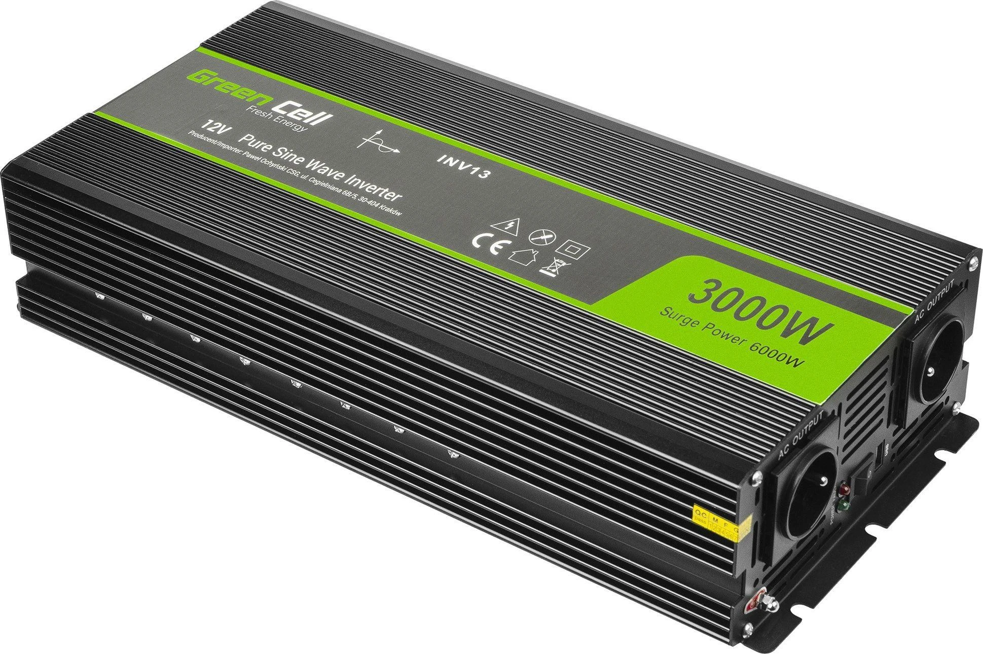 Žalias Cell Inverteris 12V/230V 3000W/6000W Sinusinė išėjimo įtampa Žalias Cell