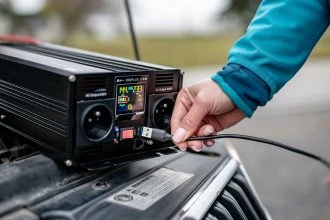 Objektyvas Newell įtampos keitiklis su gryna sinusine banga - 12 V / 230 V, 2000 W