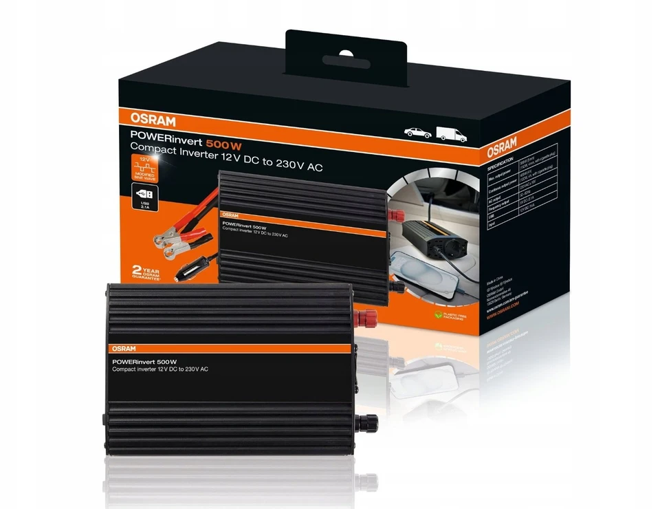 Przetwornica Osram Powerinvert 500W DC/AC Inverter 12V iki 230V