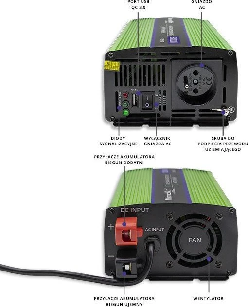 QOLTEC 51940 grynos sinusinės bangos keitiklis monolitinis akumuliatoriaus įkroviklis UPS 600W 300W nuo 12V iki 230V