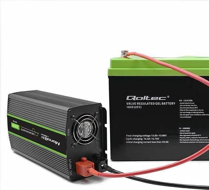 QOLTEC 51938 grynos sinusinės bangos keitiklis monolitinis / 1000 W / 2000 W / 24 V iki 230 V