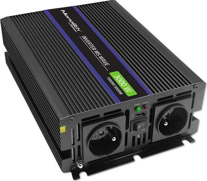 Qoltec 3000W įtampos keitiklis su dviem 230V lizdais