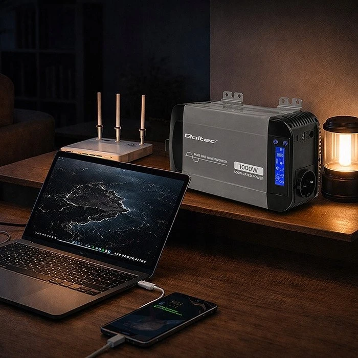 Qoltec Pure Sine Wave | 12V na 230V | 500/1000W