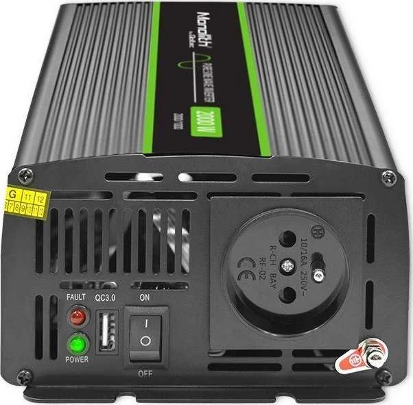 QOLTEC 51938 grynos sinusinės bangos keitiklis monolitinis / 1000 W / 2000 W / 24 V iki 230 V